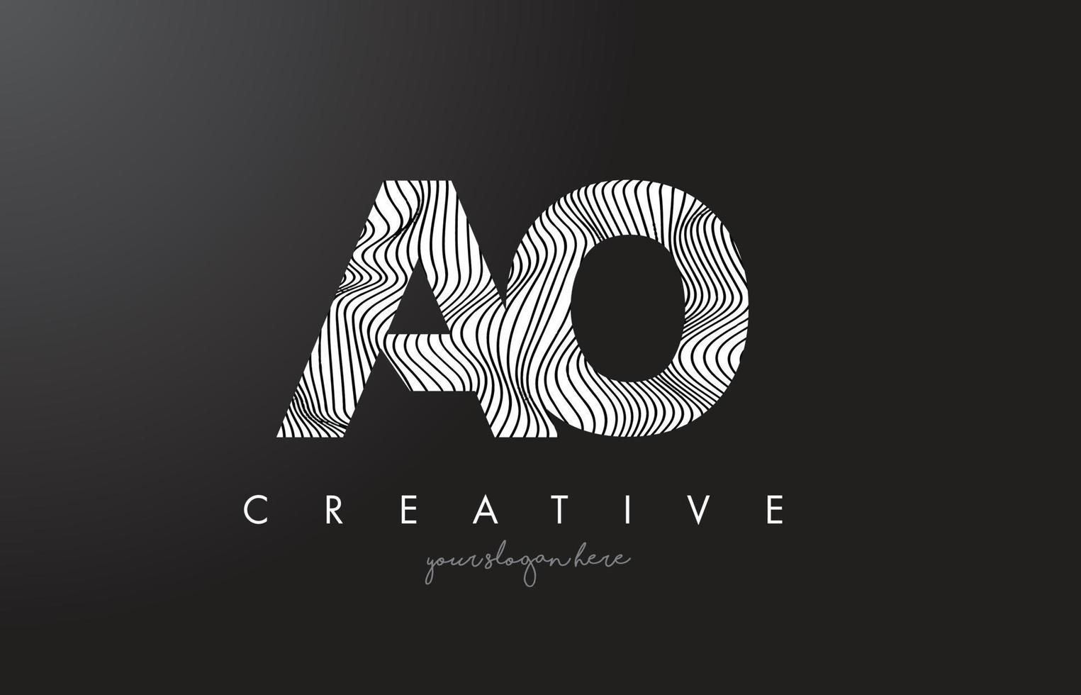 AO A O Letter Logo with Zebra Lines Texture Design Vector. vector