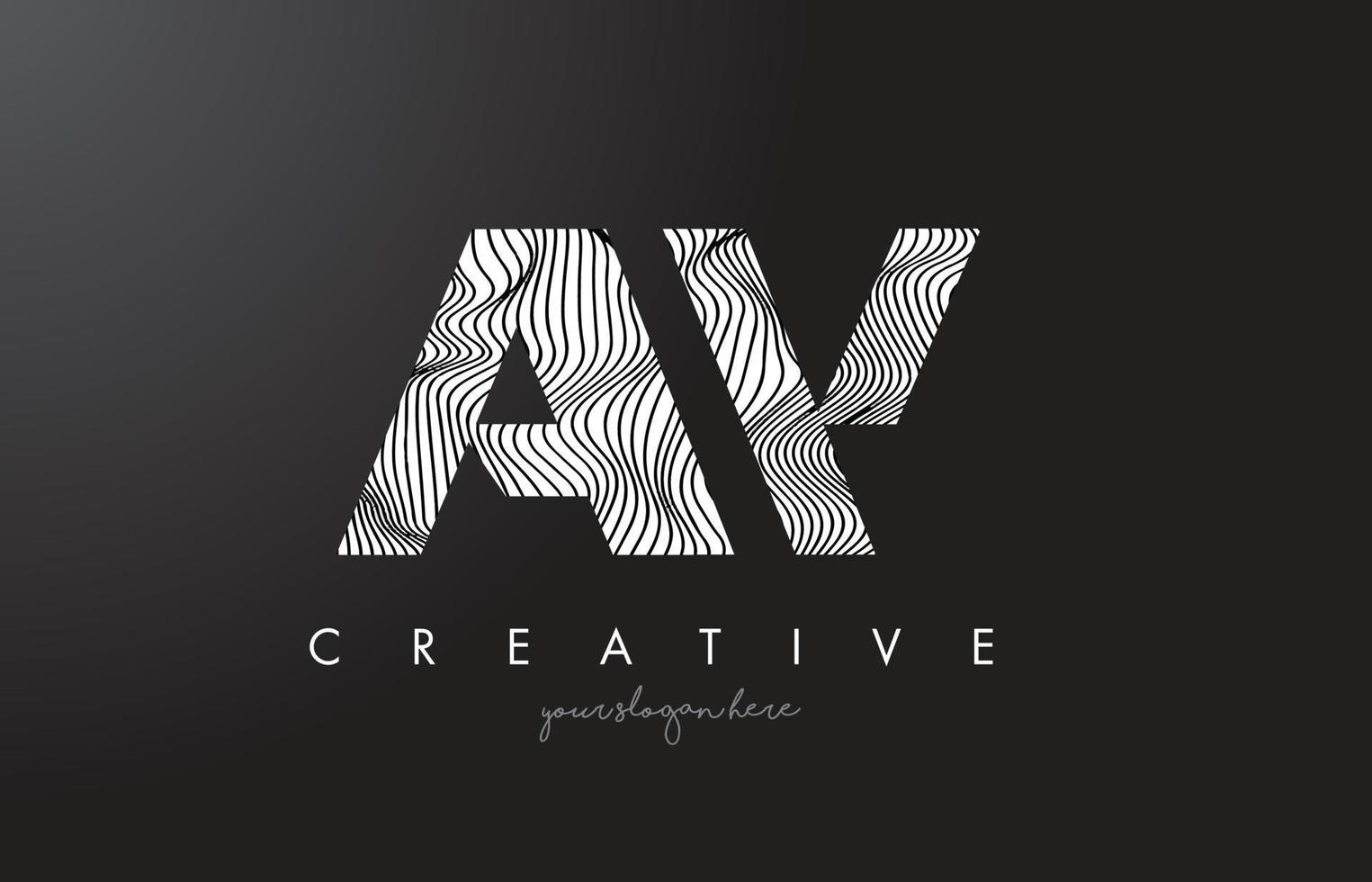 AW A W Letter Logo with Zebra Lines Texture Design Vector. vector