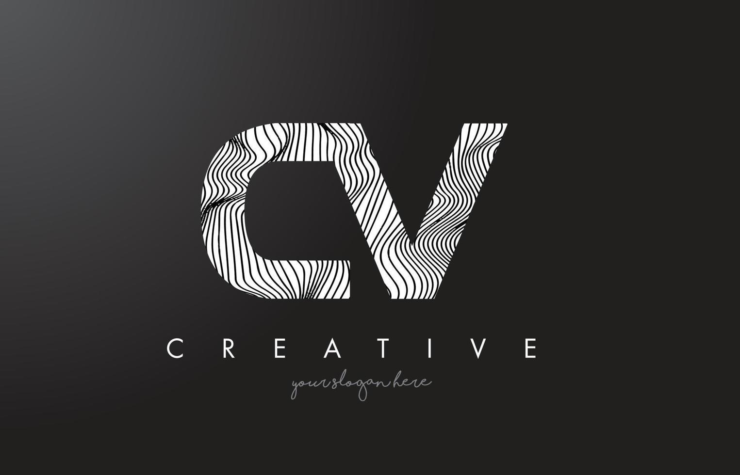 CV C V Letter Logo with Zebra Lines Texture Design Vector. vector