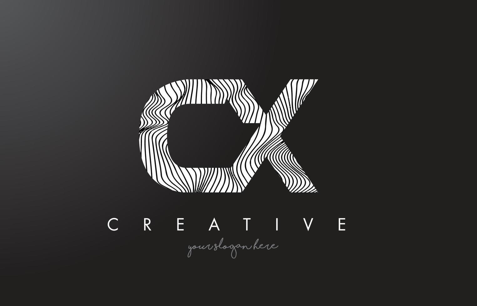 CX C X Letter Logo with Zebra Lines Texture Design Vector. vector