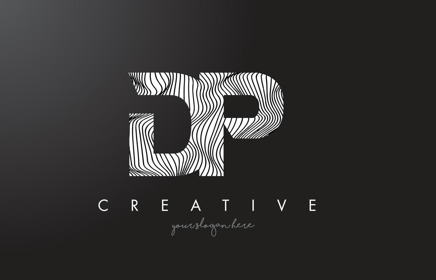 DP D P Letter Logo with Zebra Lines Texture Design Vector. vector