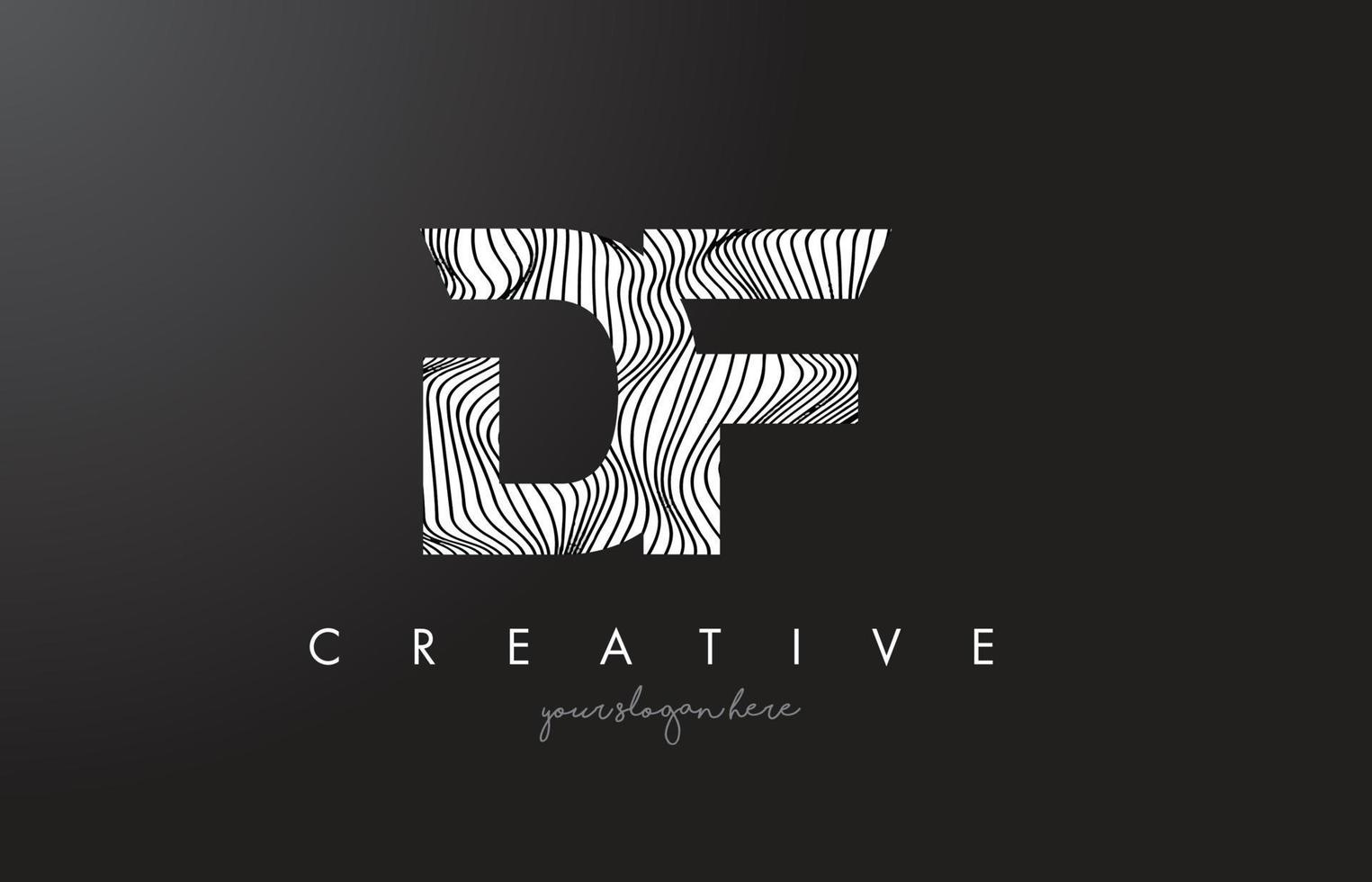 DF D F Letter Logo with Zebra Lines Texture Design Vector. vector