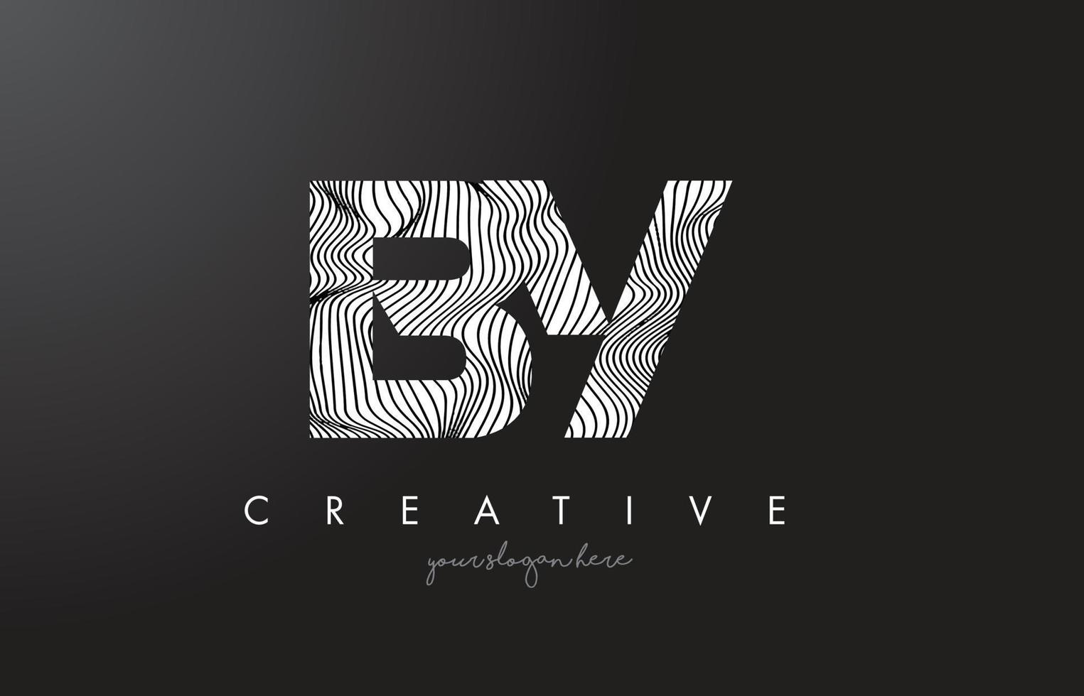 BY B Y Letter Logo with Zebra Lines Texture Design Vector. vector