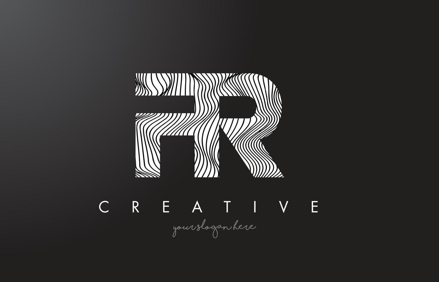 FR F R Letter Logo with Zebra Lines Texture Design Vector. vector