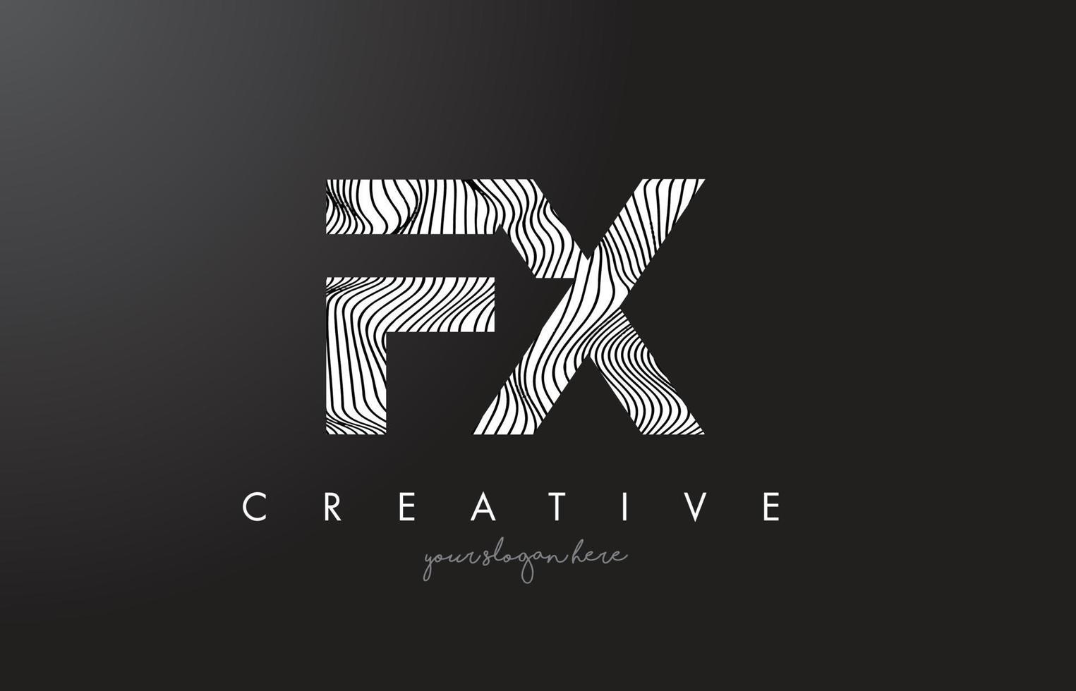 FX F X Letter Logo with Zebra Lines Texture Design Vector. vector