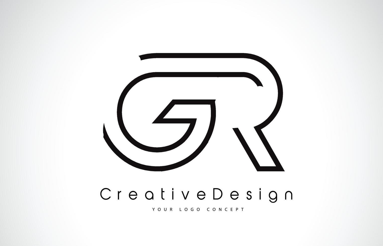 Diseño de logotipo de letra gr gr en colores negros. vector