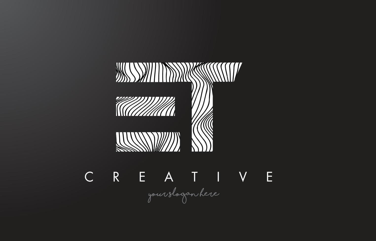 ET E T Letter Logo with Zebra Lines Texture Design Vector. vector