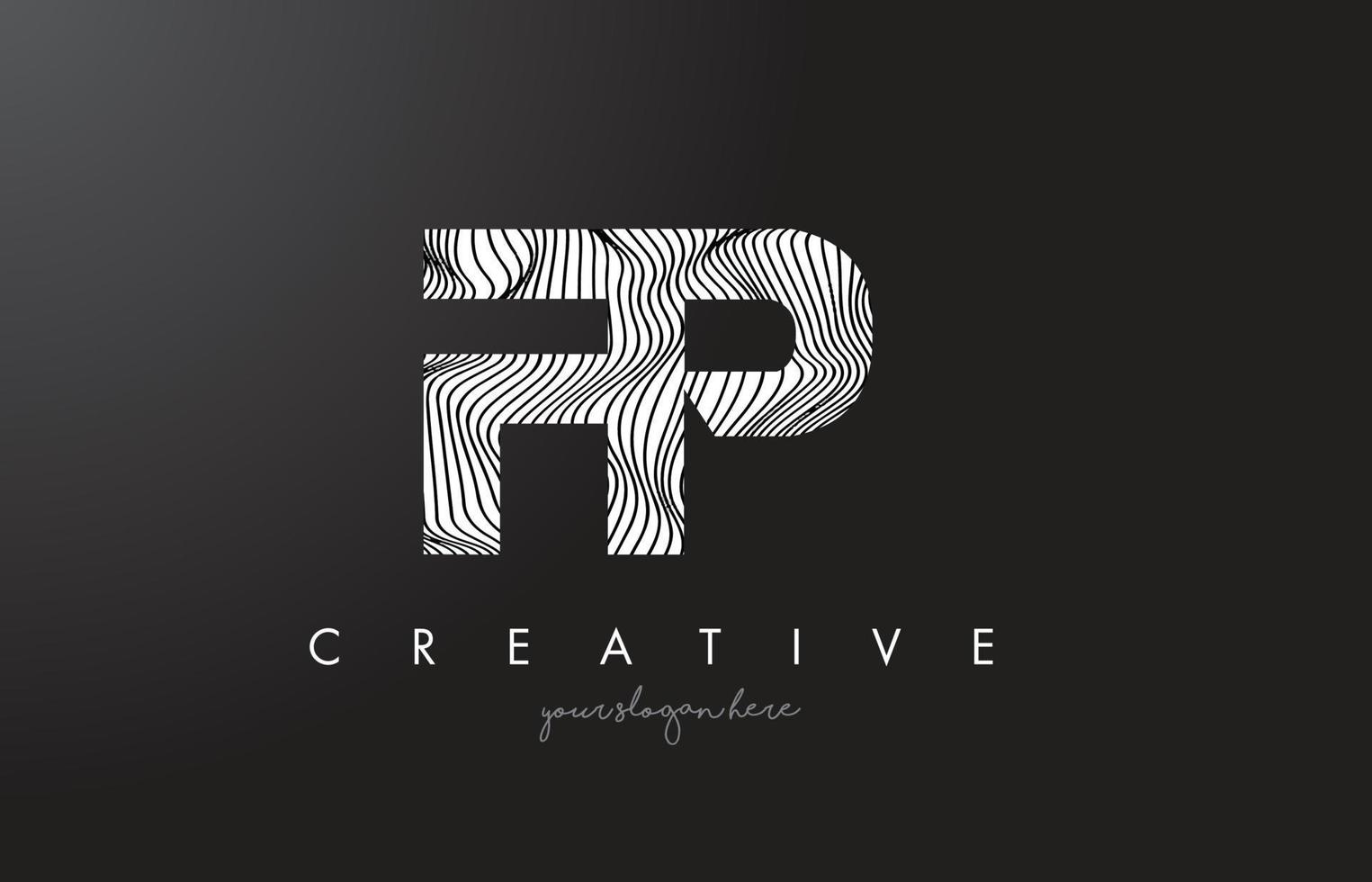 FP F P Letter Logo with Zebra Lines Texture Design Vector. vector