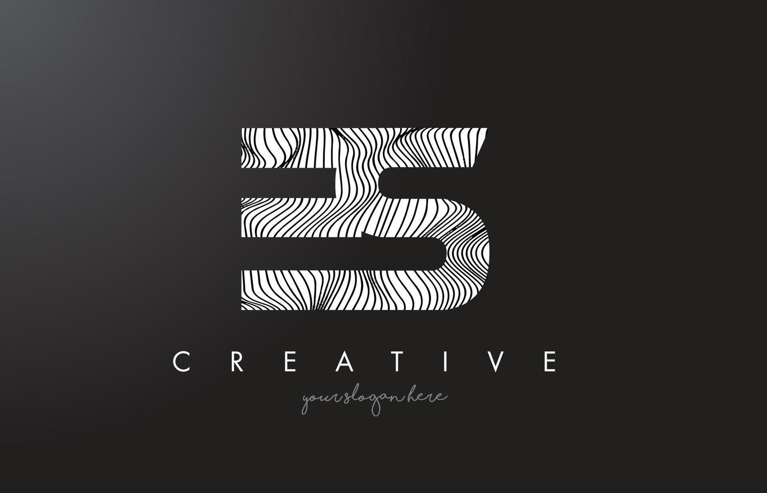 ES E S Letter Logo with Zebra Lines Texture Design Vector. vector