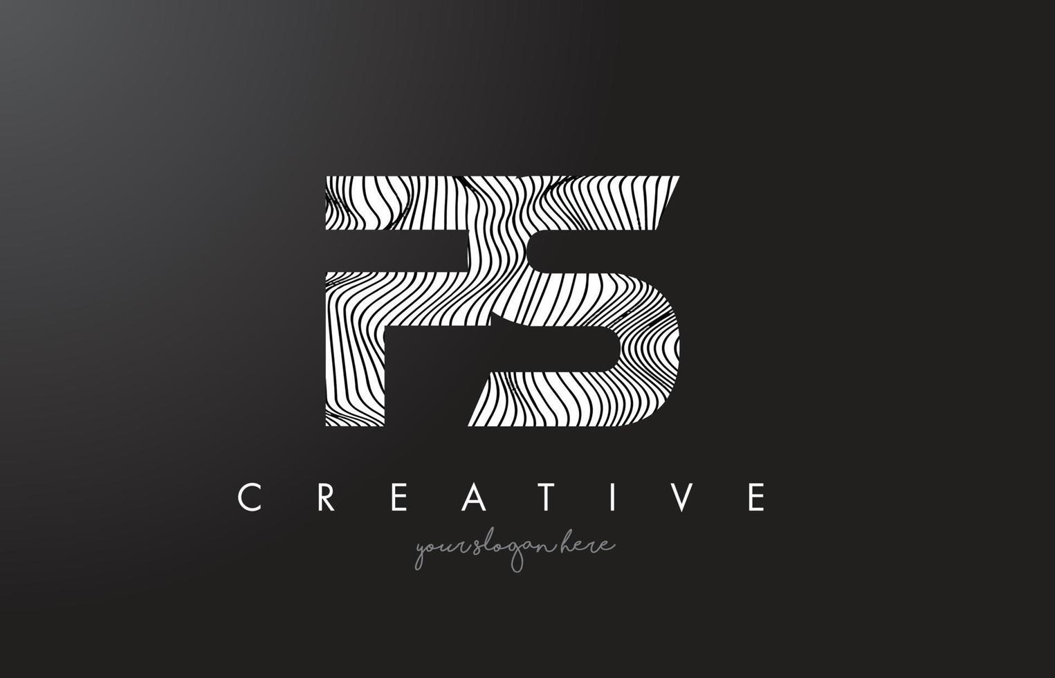 FS F S Letter Logo with Zebra Lines Texture Design Vector. vector