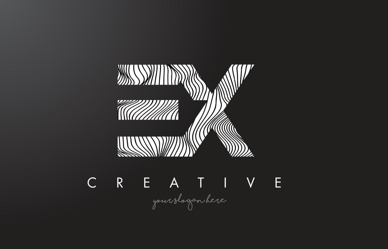 ex ex carta logo con líneas de cebra textura diseño vector. vector