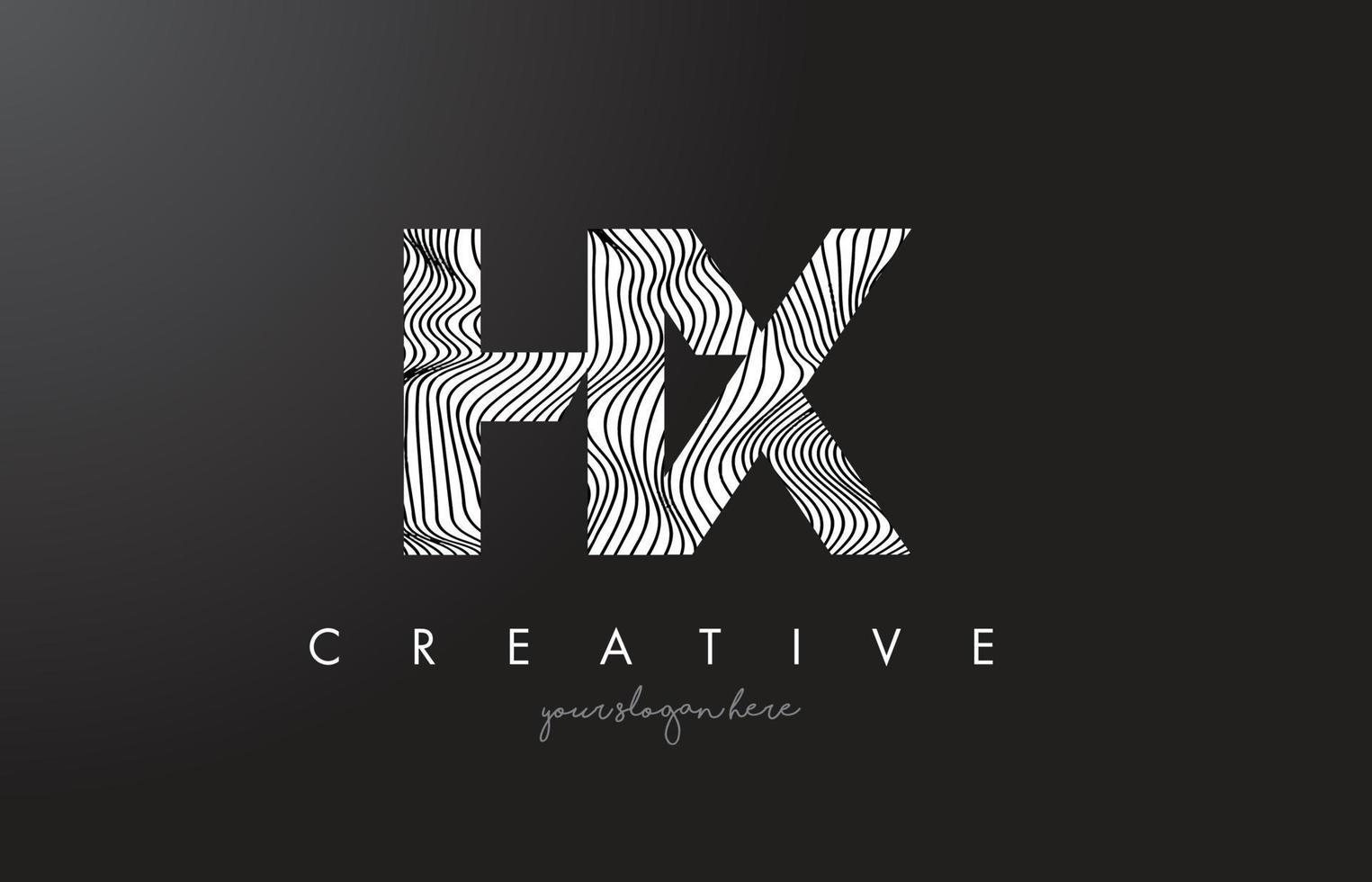 HX H X Letter Logo with Zebra Lines Texture Design Vector. vector
