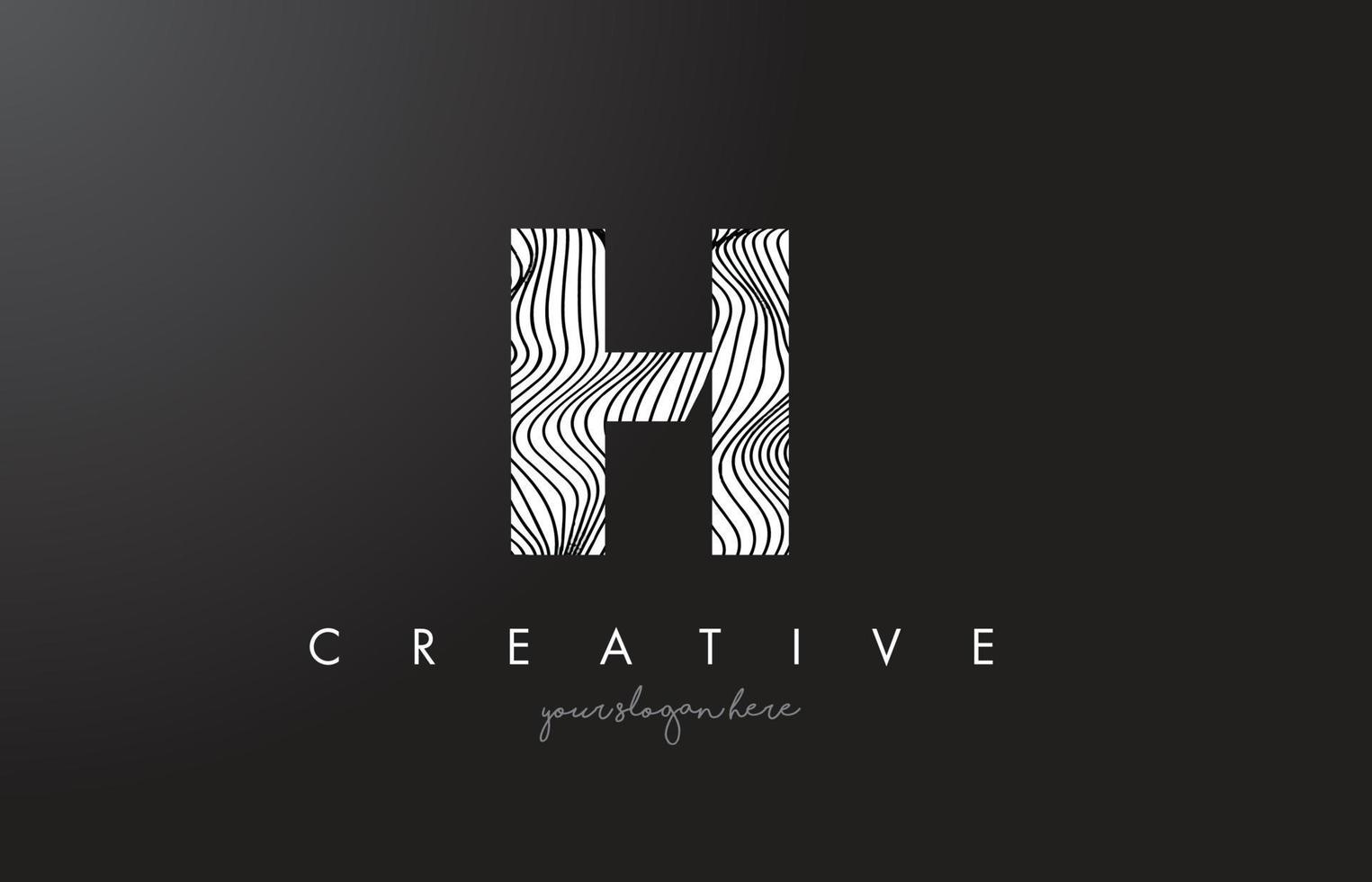 IH I H Letter Logo with Zebra Lines Texture Design Vector. vector