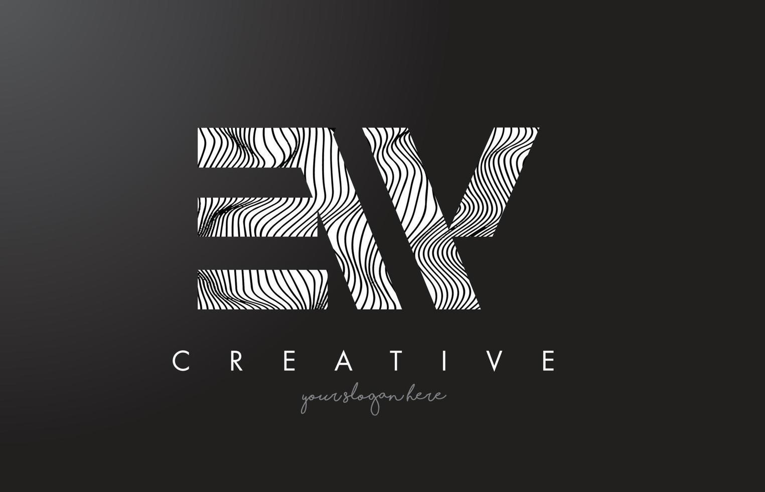 EW E W Letter Logo with Zebra Lines Texture Design Vector. vector