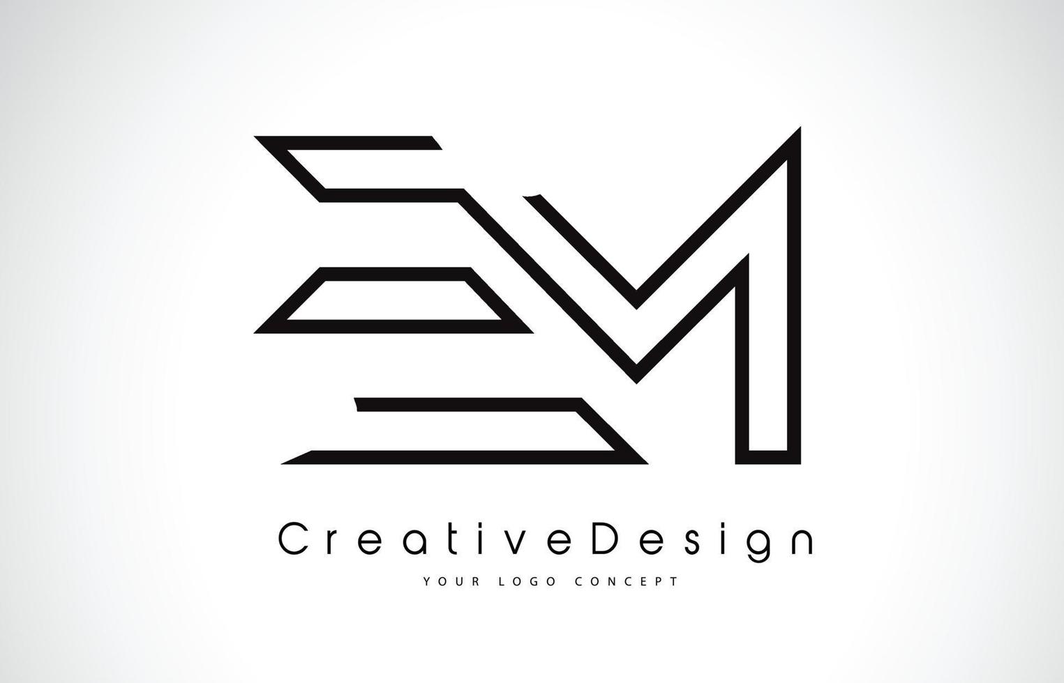 Diseño de logotipo de letra em em en colores negros. vector