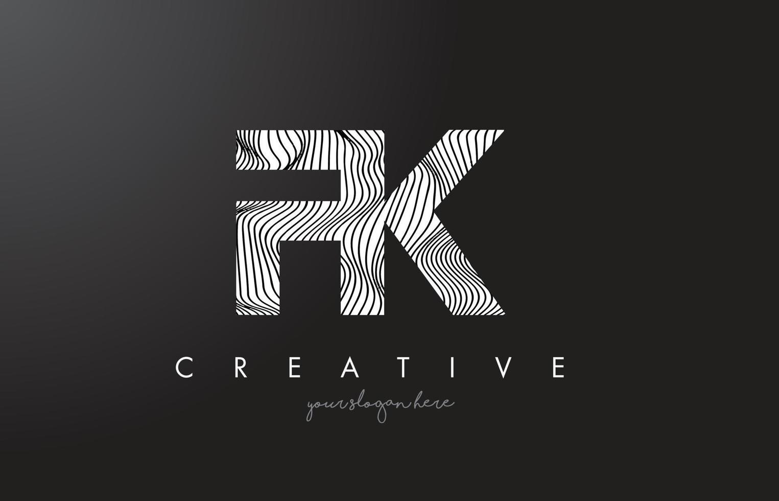 FK F K Letter Logo with Zebra Lines Texture Design Vector. vector