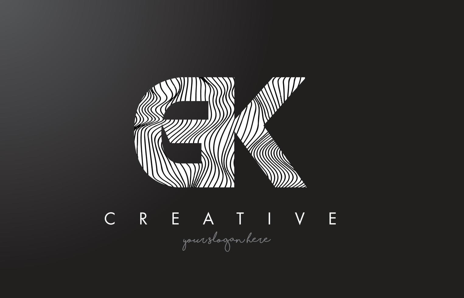 GK G K Letter Logo with Zebra Lines Texture Design Vector. vector