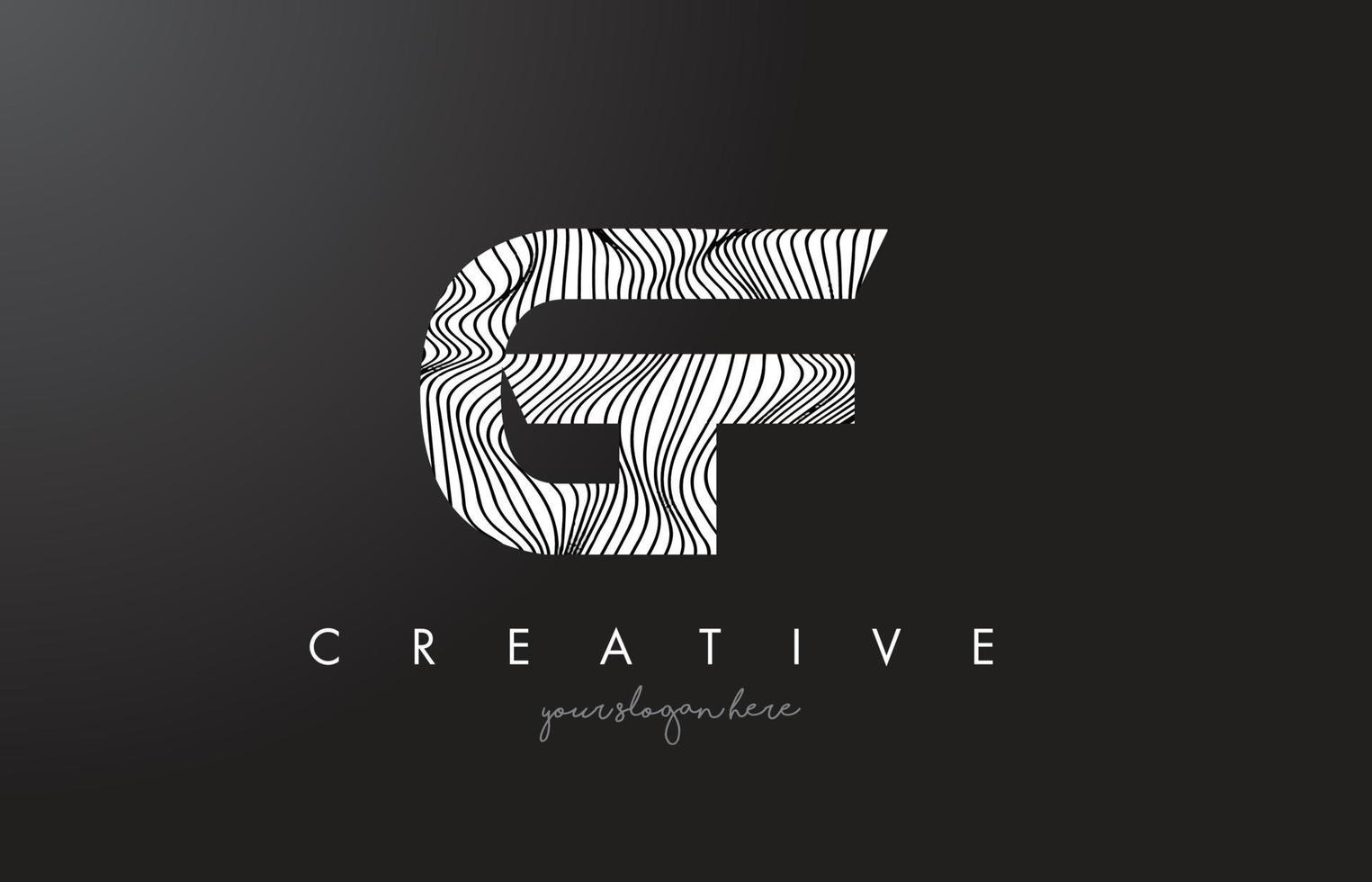 GF G F Letter Logo with Zebra Lines Texture Design Vector. vector