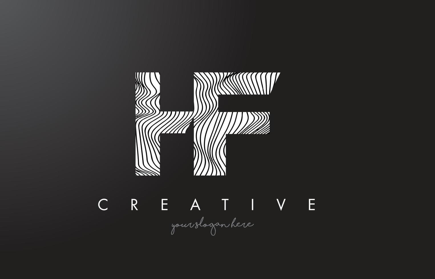 HF H F Letter Logo with Zebra Lines Texture Design Vector. vector