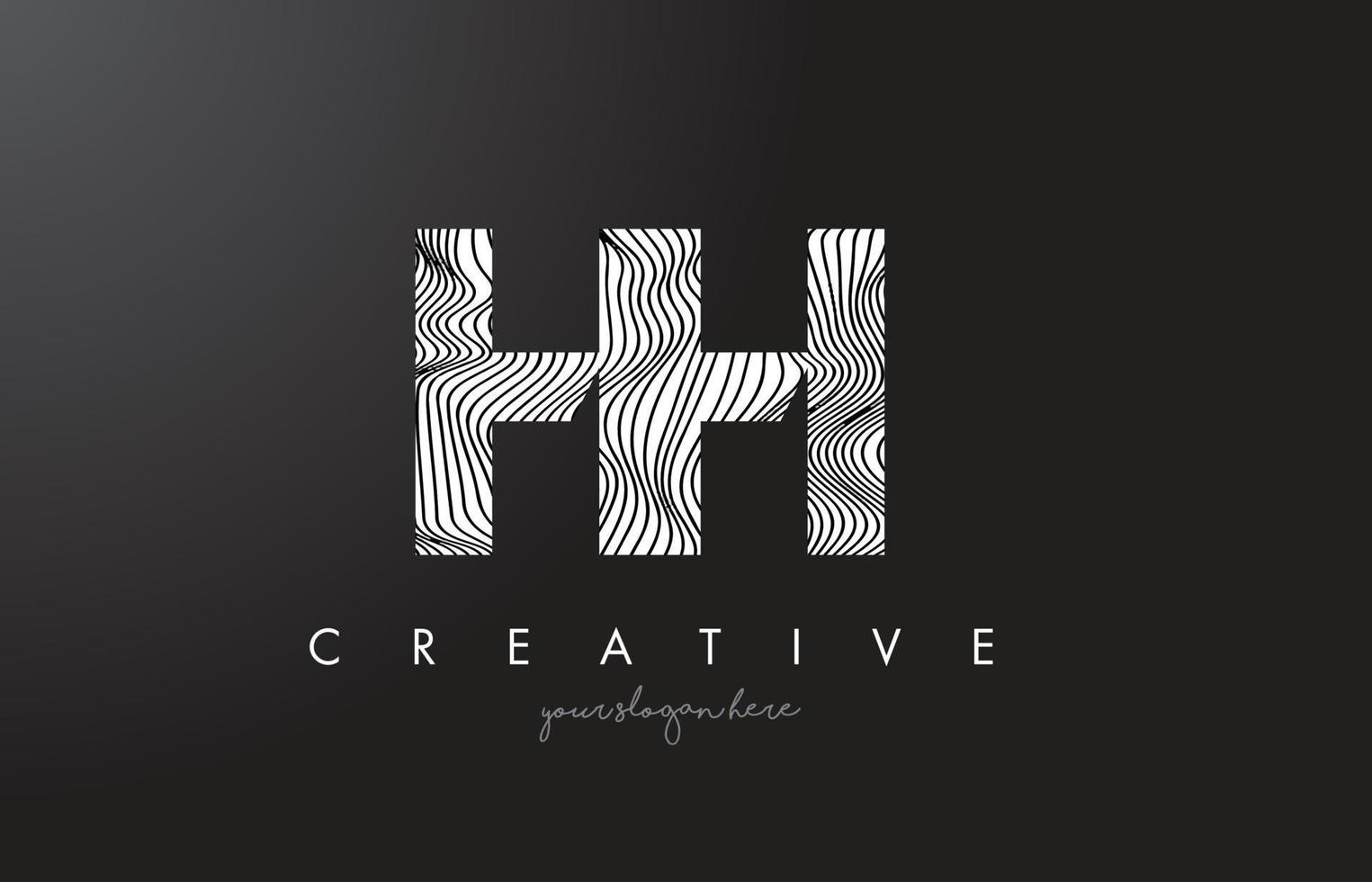 HH H H Letter Logo with Zebra Lines Texture Design Vector. vector