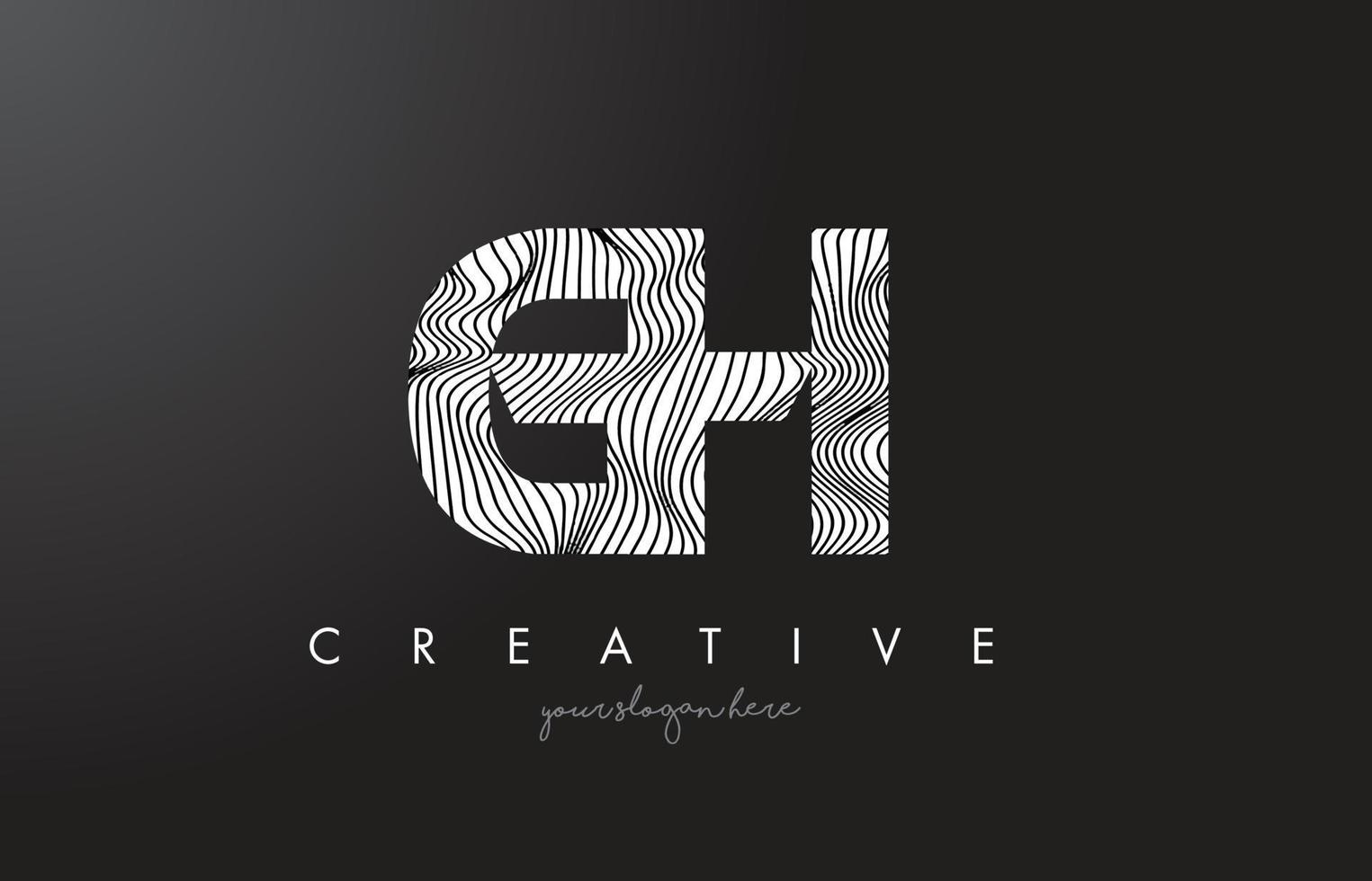 GH G H Letter Logo with Zebra Lines Texture Design Vector. vector