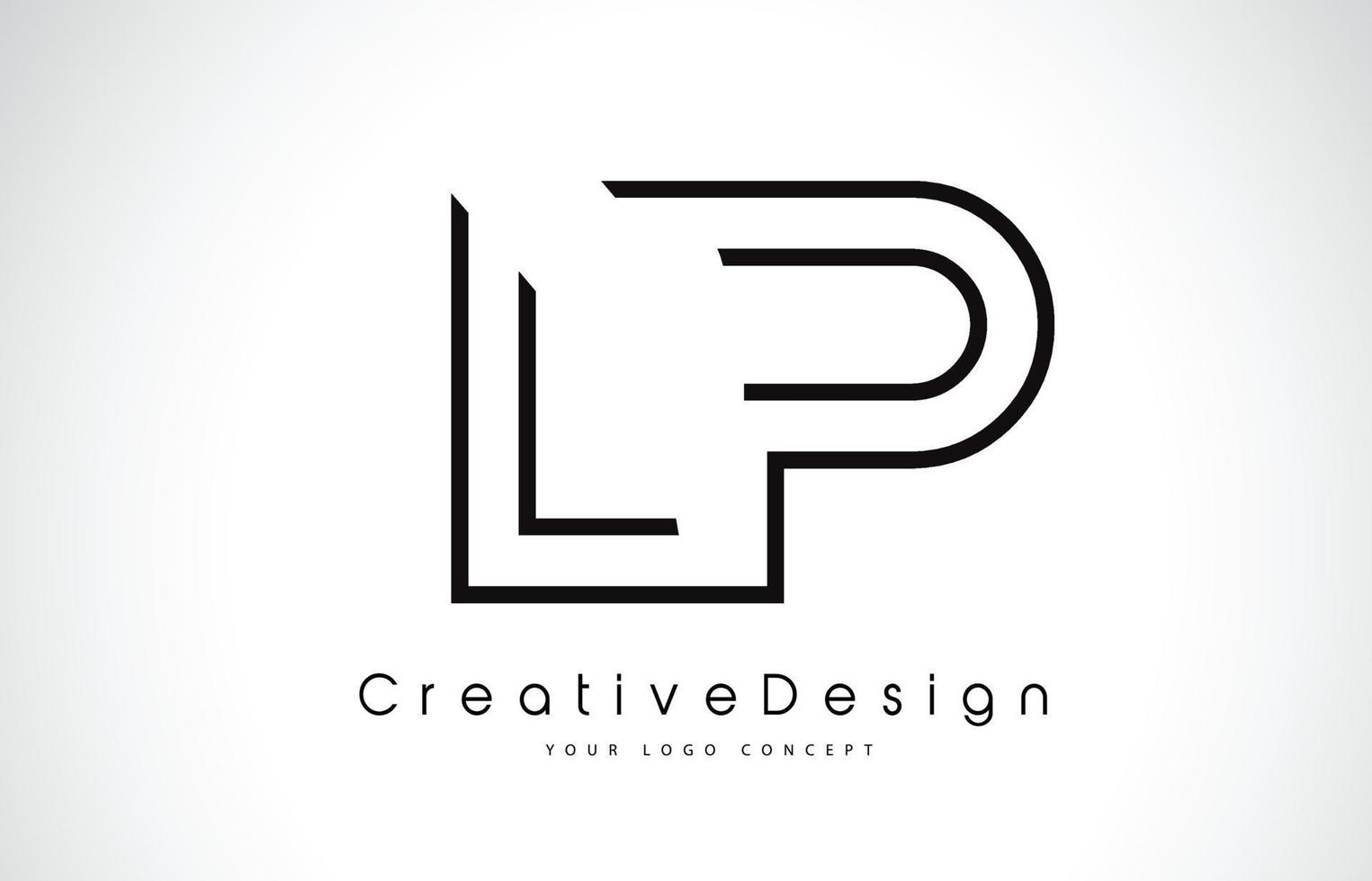 LP L P Letter Logo Design in Black Colors. vector