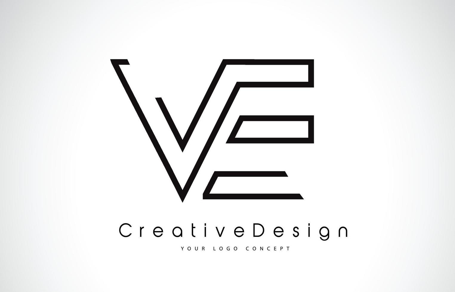 VE V E Letter Logo Design in Black Colors. vector
