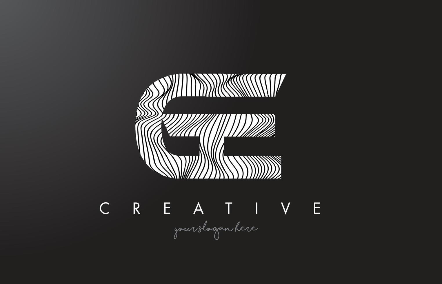 GE G E Letter Logo with Zebra Lines Texture Design Vector. vector