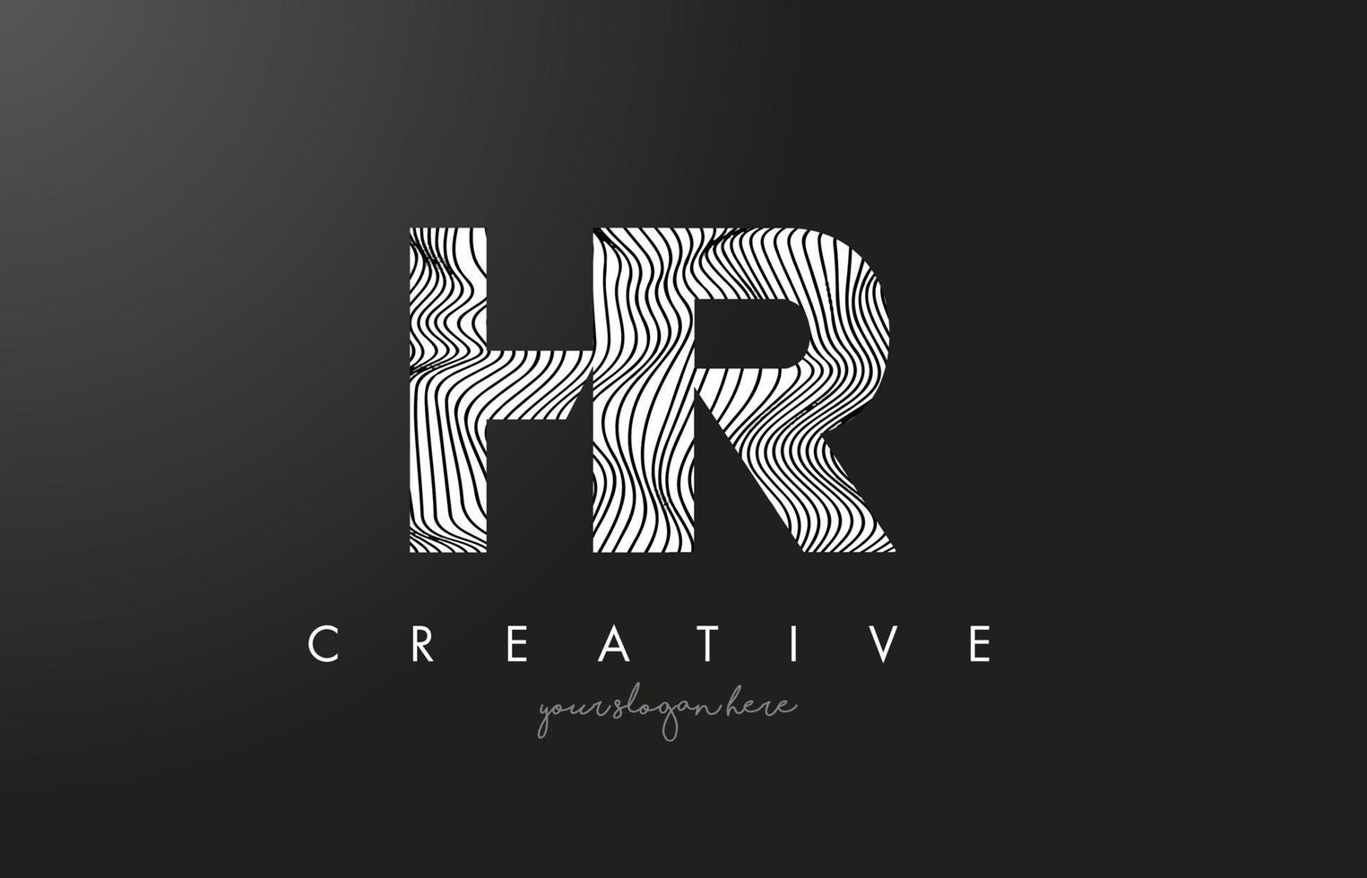 HR H R Letter Logo with Zebra Lines Texture Design Vector. vector