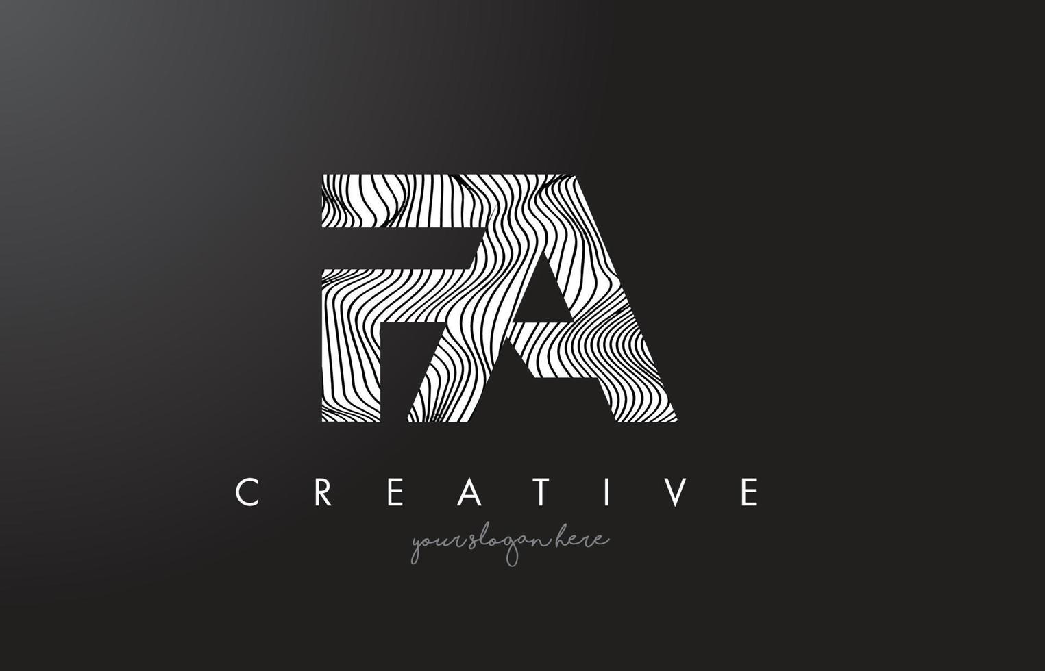 FA F A Letter Logo with Zebra Lines Texture Design Vector. vector