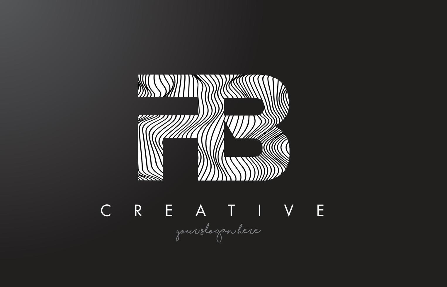 FB F B Letter Logo with Zebra Lines Texture Design Vector. vector