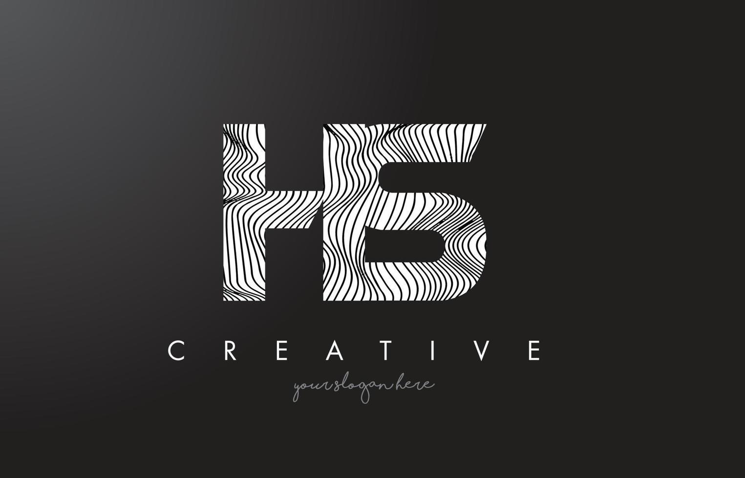 HS H S Letter Logo with Zebra Lines Texture Design Vector. vector