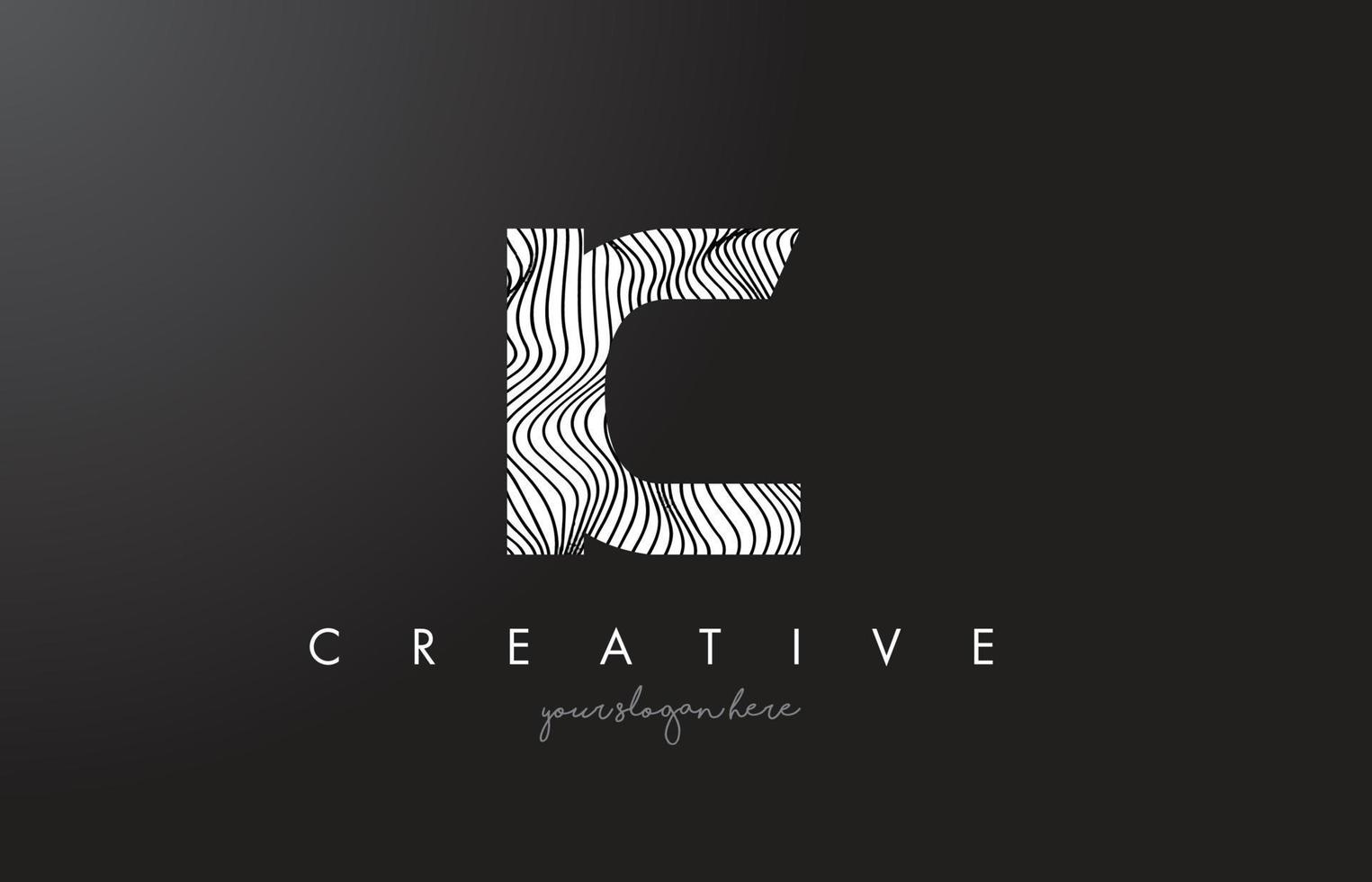 IC I C Letter Logo with Zebra Lines Texture Design Vector. vector