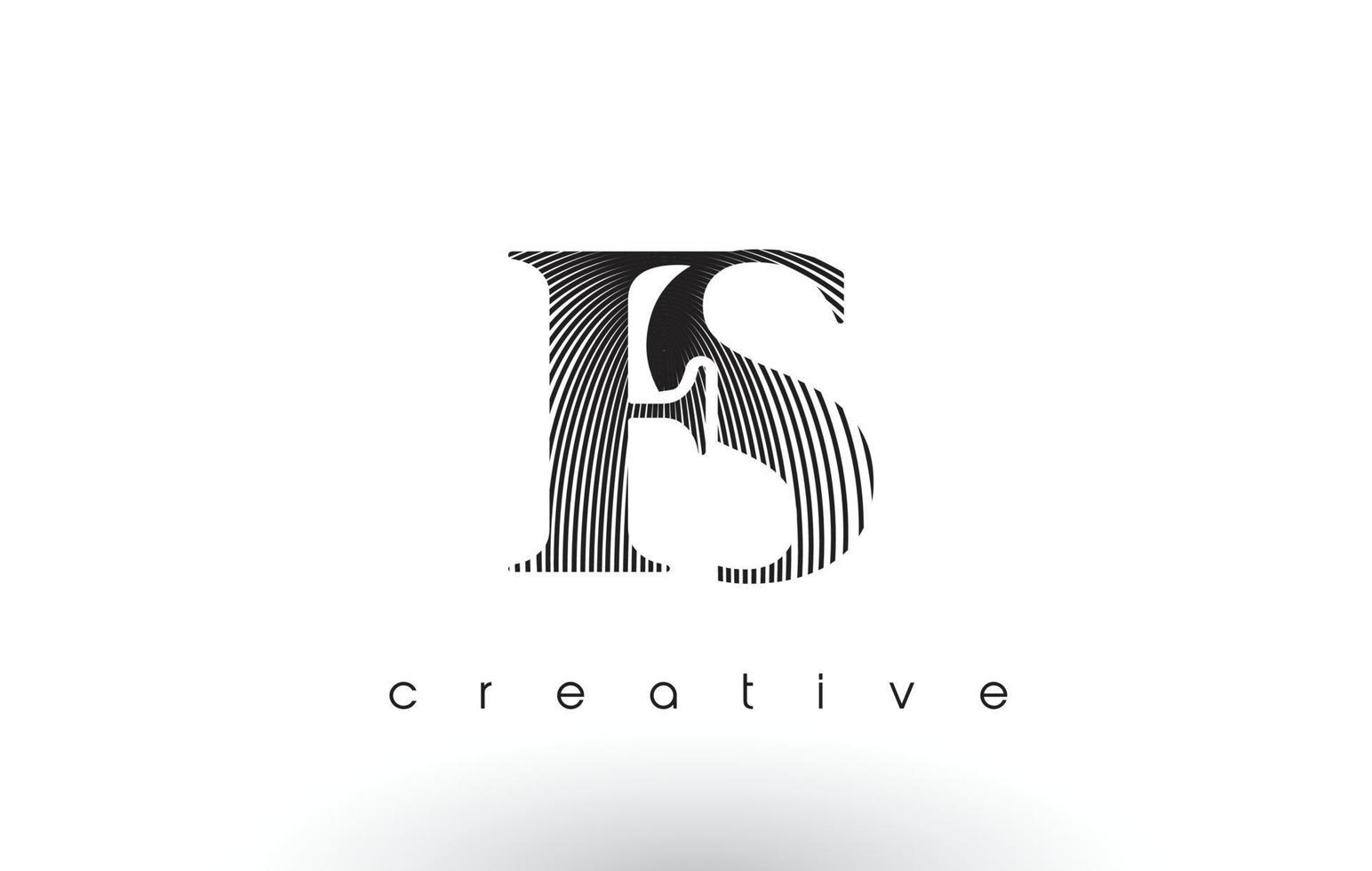 Diseño de logotipo fs con múltiples líneas y colores blanco y negro. vector