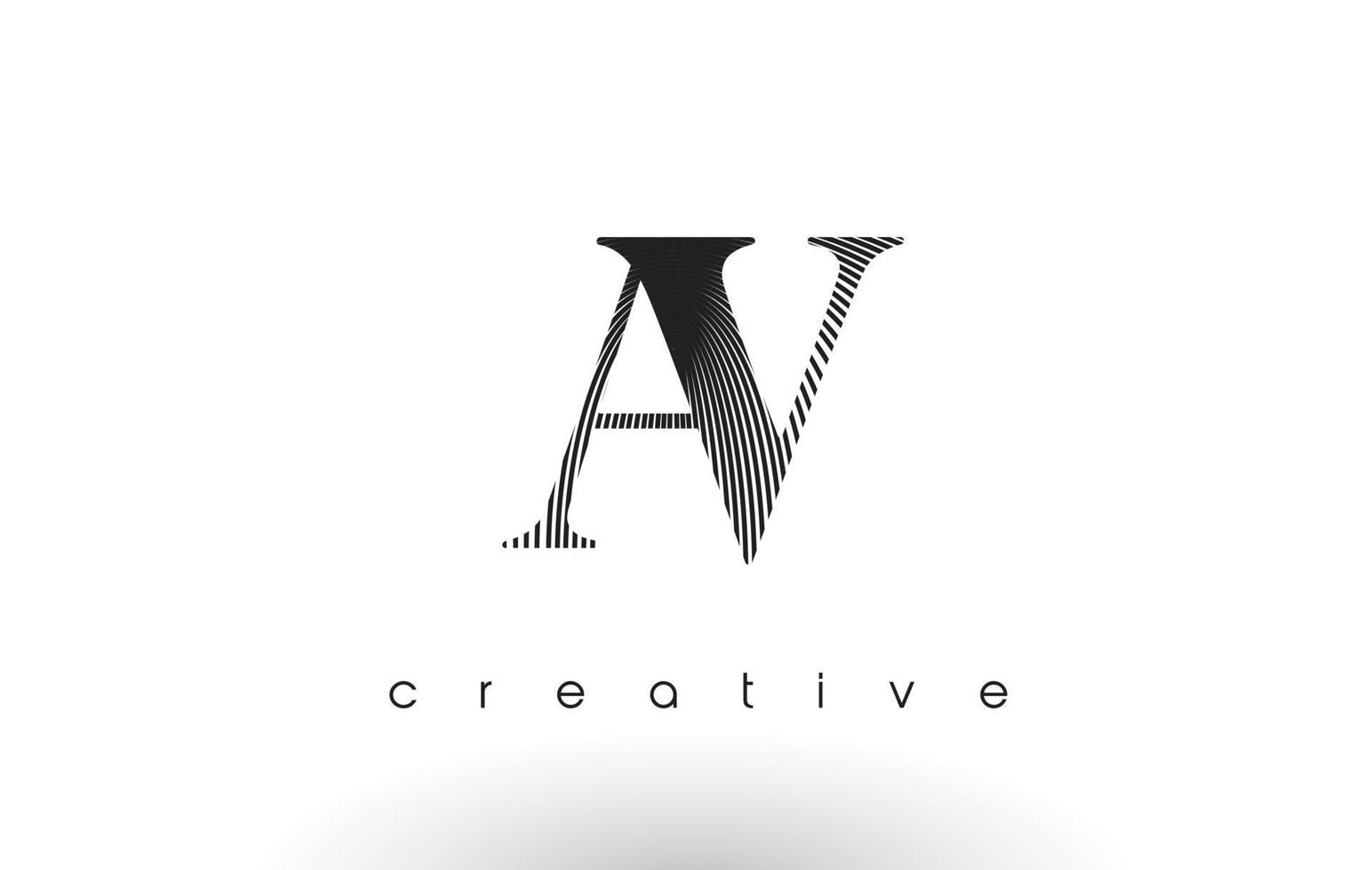 AV Logo Design With Multiple Lines and Black and White Colors. vector