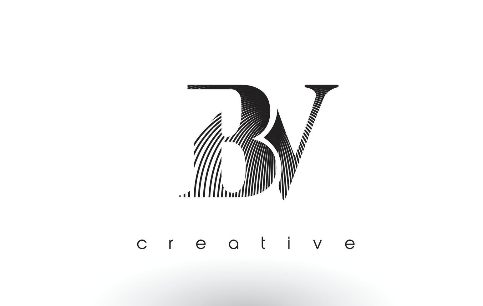 BV Logo Design With Multiple Lines and Black and White Colors. vector