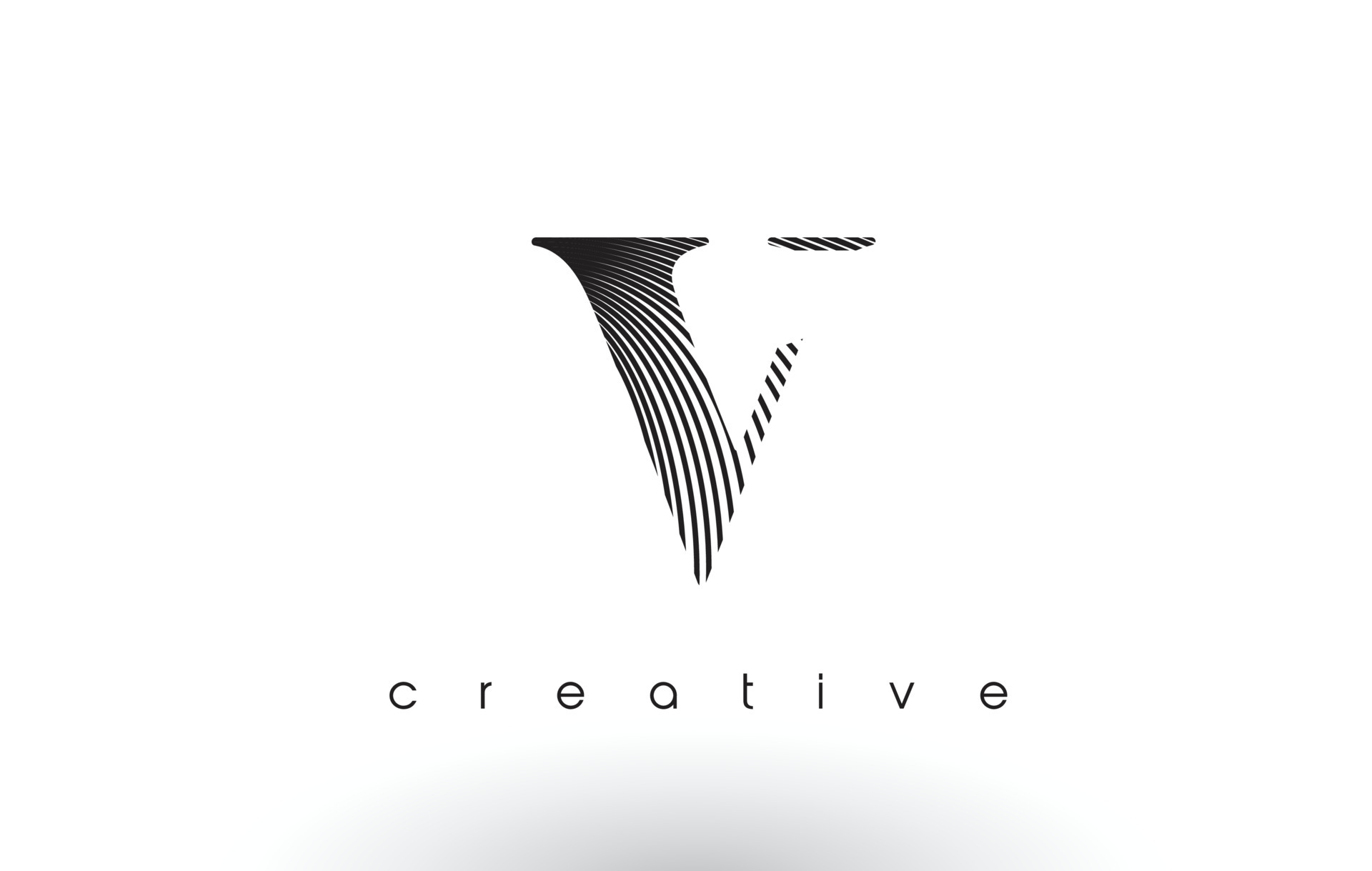 V Logo Design With Multiple Lines and Black and White Colors. 5037551