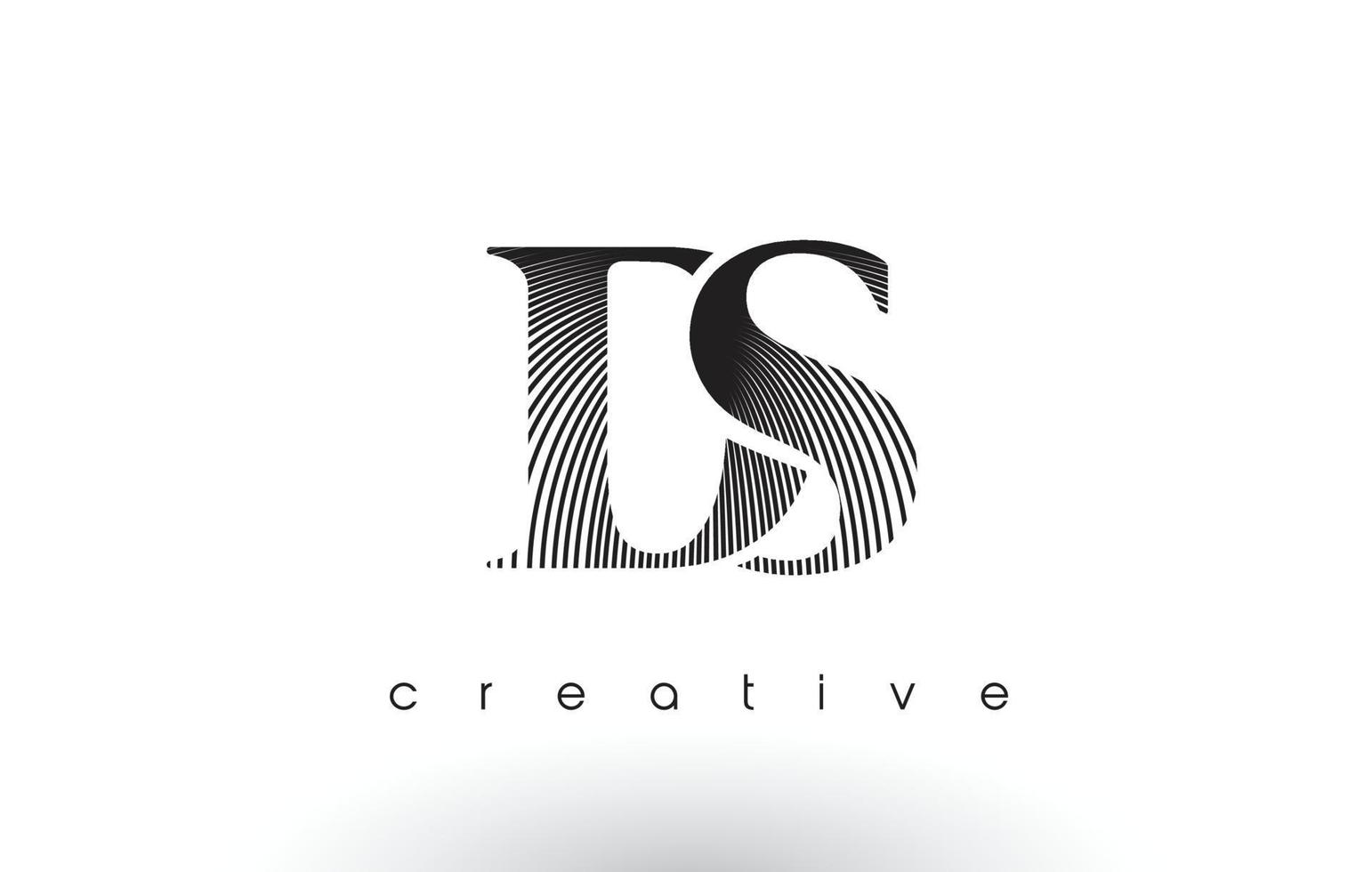 Diseño de logo ds con múltiples líneas y colores blanco y negro. vector