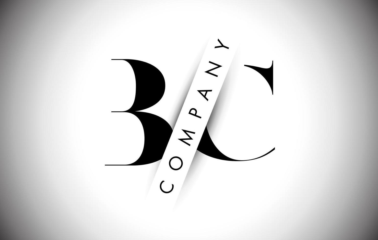 Logotipo de letra bc bc con corte de sombra creativo y diseño de texto superpuesto. vector