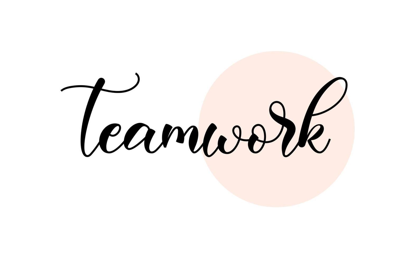 Teamwork word handwritten with custom calligraphy. Creative Word for logotype, badge, icon, card, postcard, logo, banner with colorful Stars and Swoosh Vector Illustration Design.
