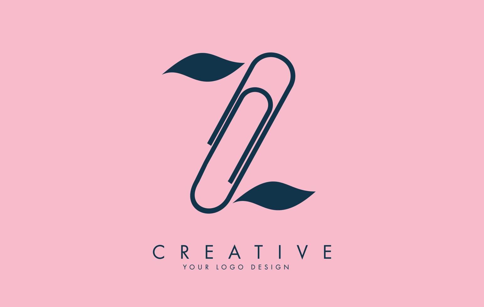 Z letter logo design from paper clip. Business and education logo concept. vector