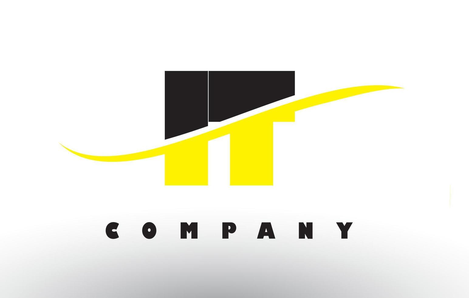 IT I T Black and Yellow Letter Logo with Swoosh. vector