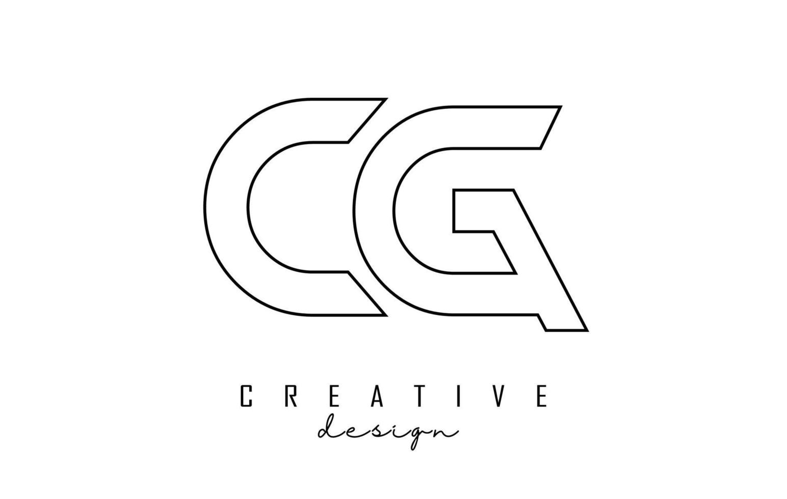 Esquema del logotipo de letras cg con un diseño minimalista. logotipo de letra geométrica. vector