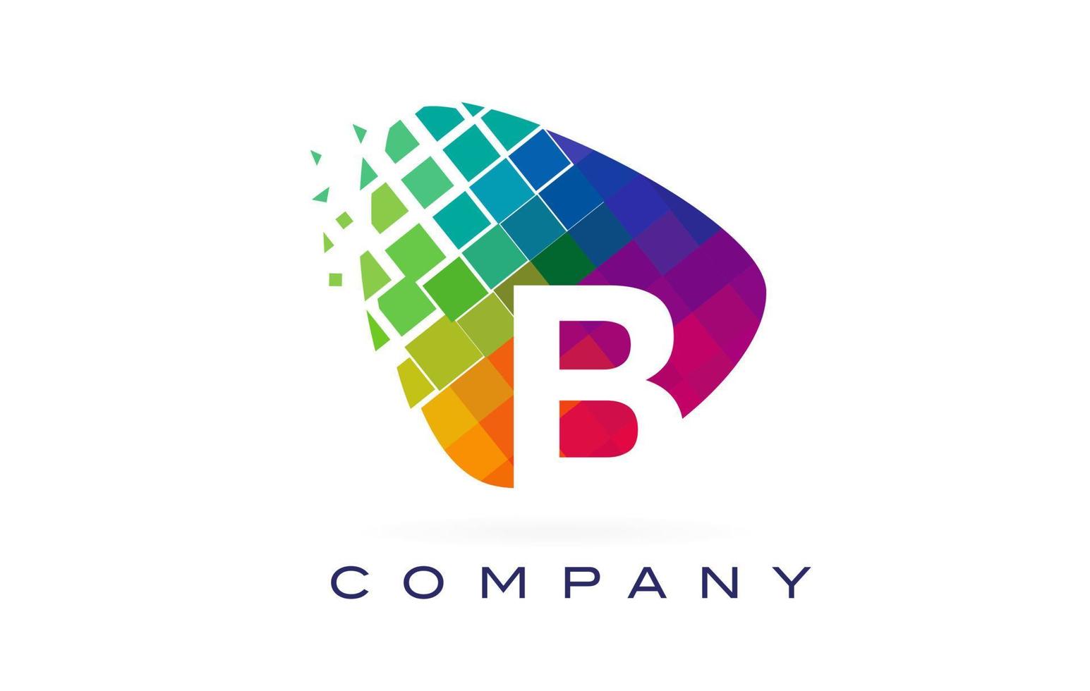 Letra b diseño de logotipo de arco iris de colores. vector