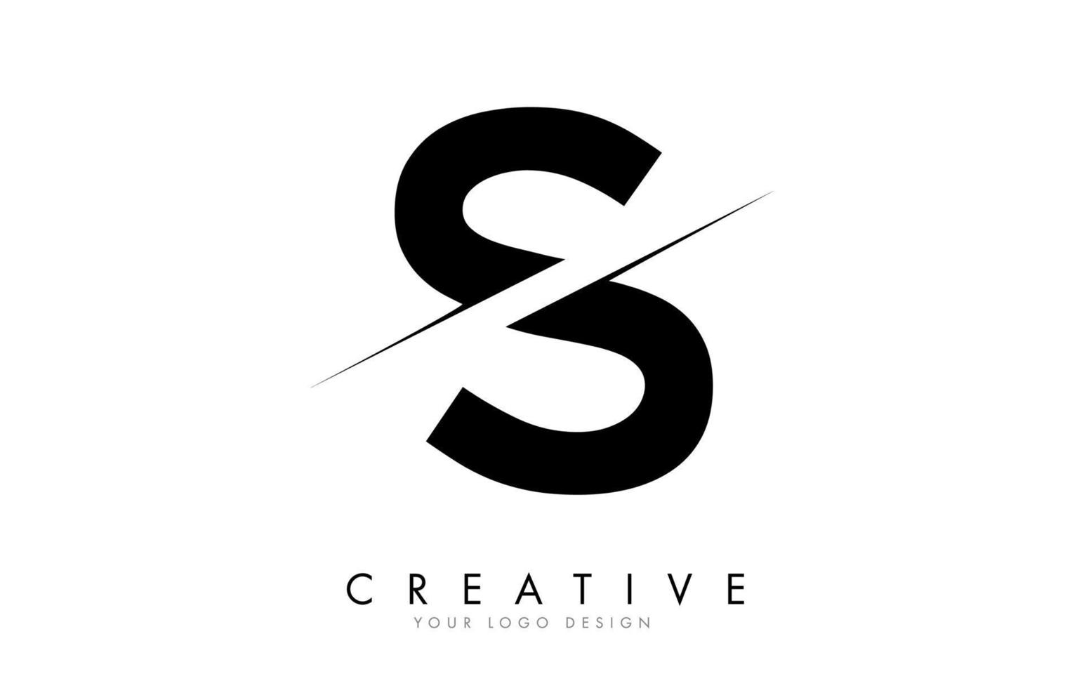 Diseño de logotipo de letra s con un corte creativo. vector
