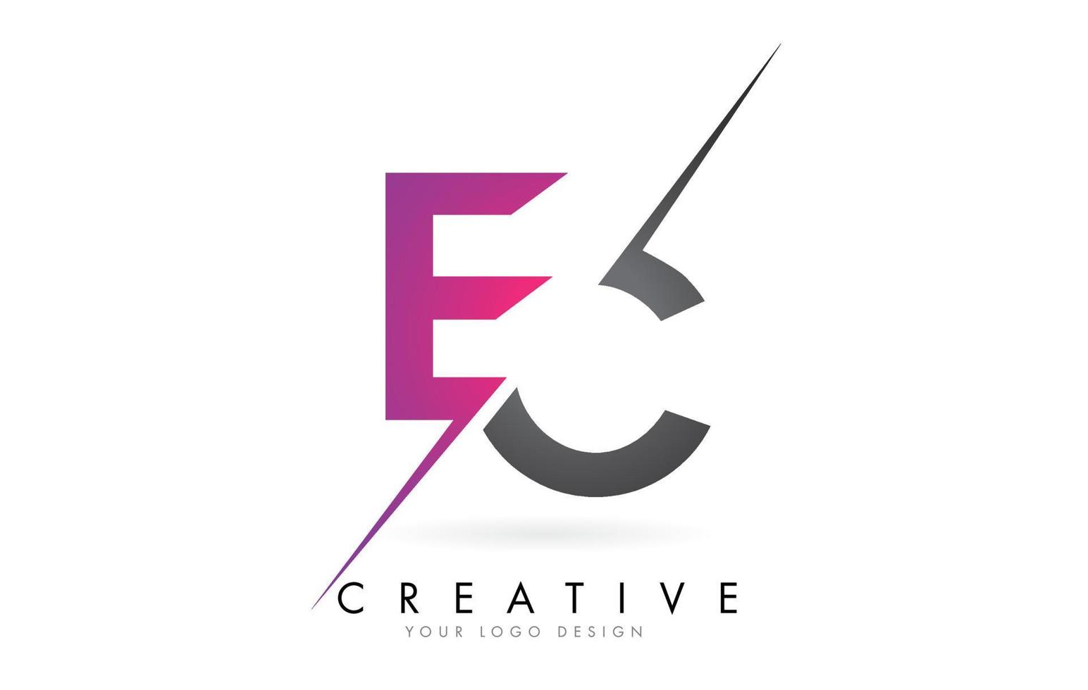 EC E C Letter Logo with Colorblock Design and Creative Cut. vector