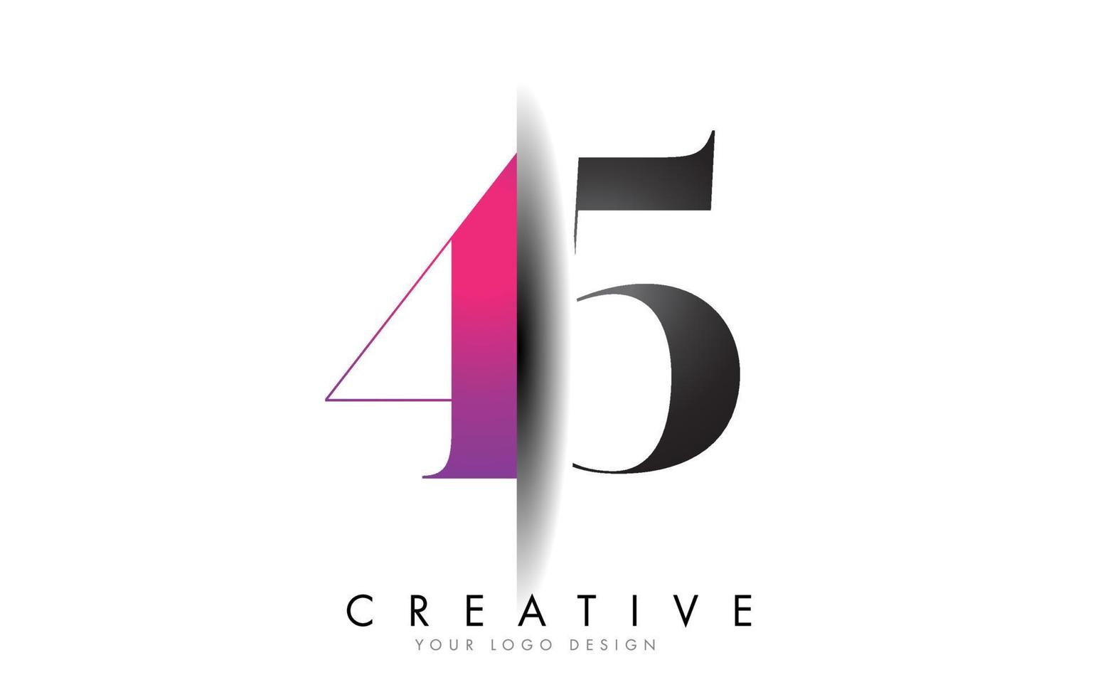 45 4 5 Grey and Pink Number Logo with Creative Shadow Cut Vector. vector