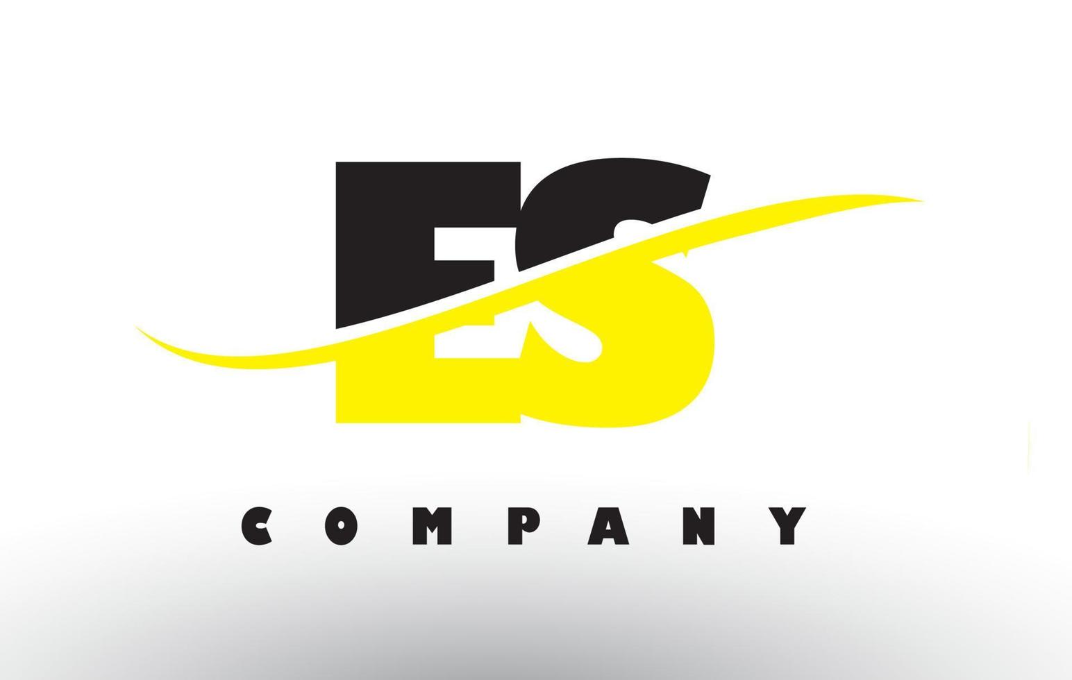 ES E S Black and Yellow Letter Logo with Swoosh. vector