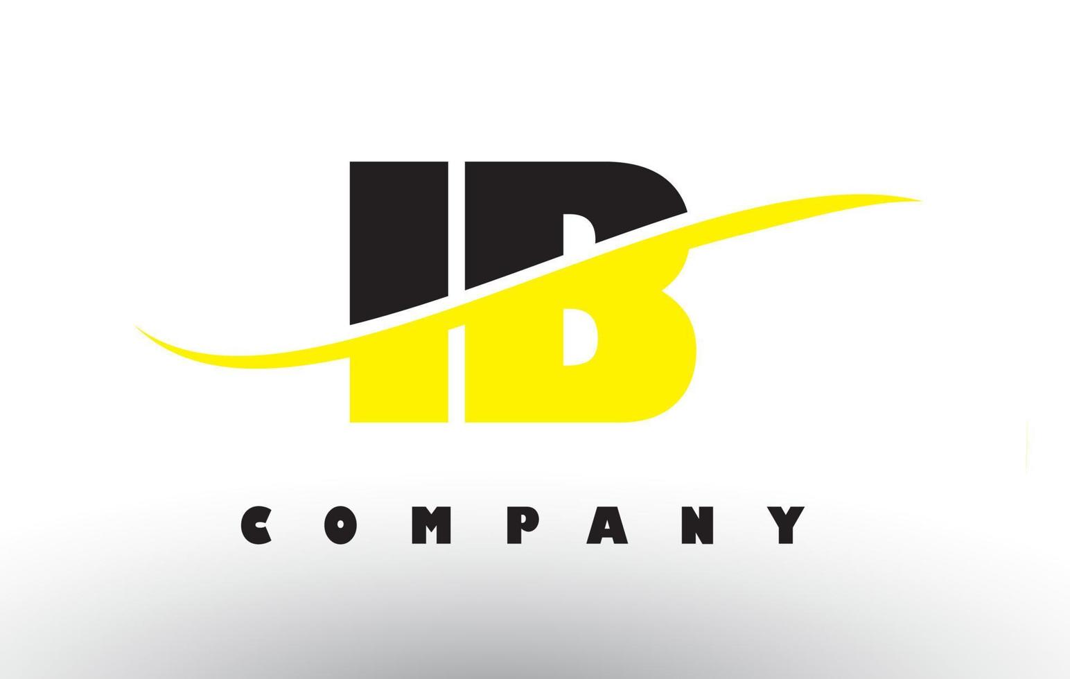 IB I B Black and Yellow Letter Logo with Swoosh. vector