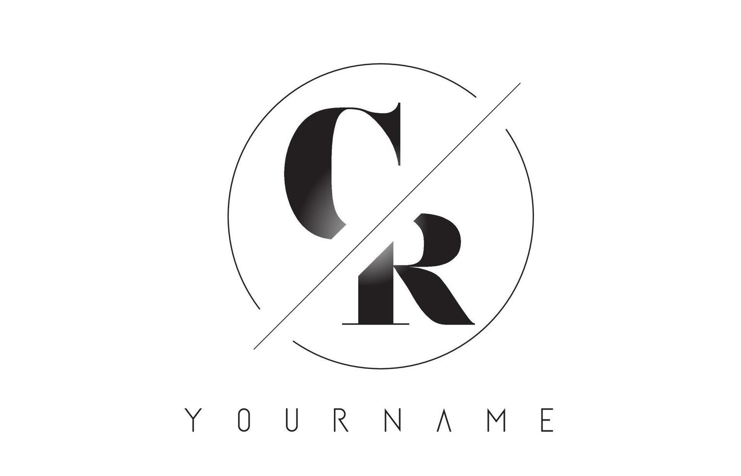 CR Letter Logo with Cutted and Intersected Design vector